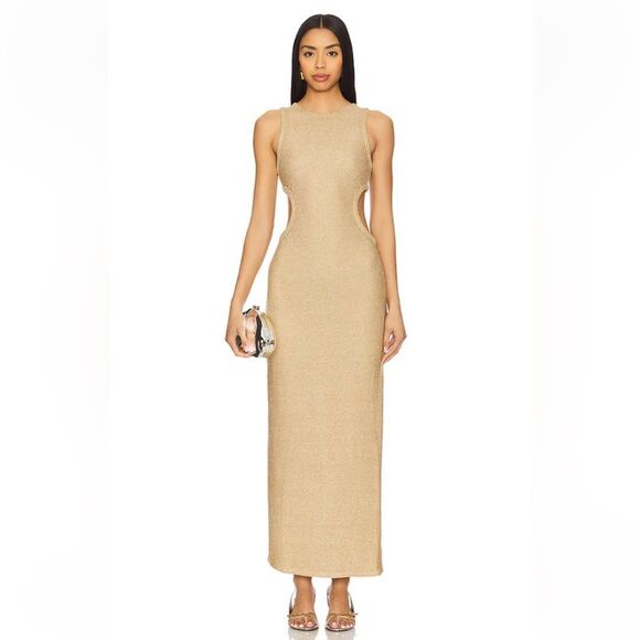 DEVON WINDSOR Maxine Dress Marigold
Gold knit metallic cut out Backless NWT S - Picture 2 of 14
